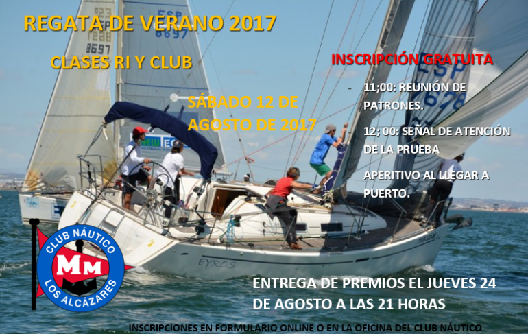 Sábado 12 agosto gran regata verano 2017 “#yosoydelmarmenor” para cruceros con inscripción gratuita