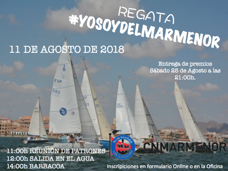 Inscripción gratuita para Cruceros en la regata #yosoydelmarmenor del 11 Agosto